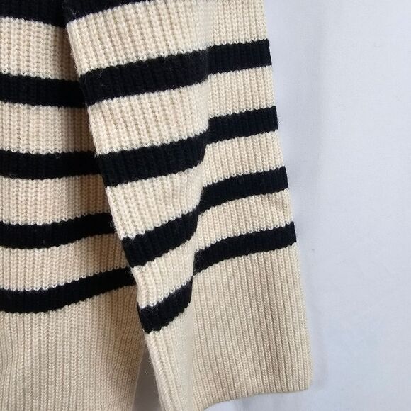 H&M Rib Kint Half Zip Sweater in Cream Striped - Size S - Picture 5 of 10